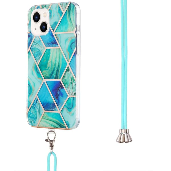 TPU- case med skarvmarmormönster för iPhone 15 Green