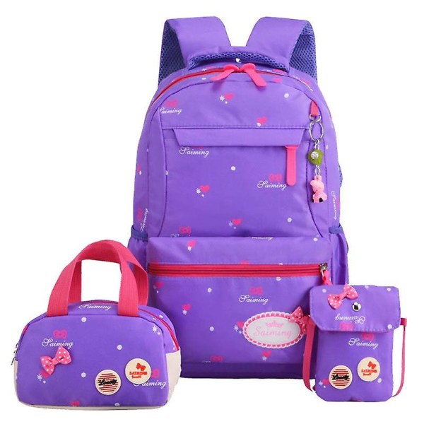 3st/ set tryck skolväskor ryggsäckar skolväska mode barn härlig ryggsäck för barn flickor skolväska student mochilasäck 3  purple none