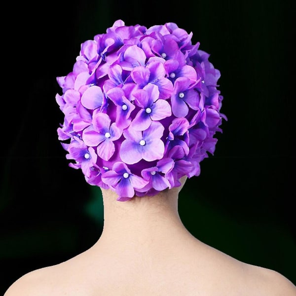 Kvinnor Vattensporter Andas Handgjorda Unik Elastisk Solid Långt hår Blomskydd Dykning Fri storlek Cap Soft Beach YELLOW