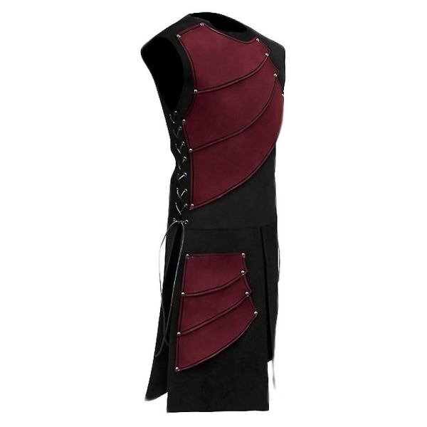 Vuxna män Medeltida Läderväst Pansar Larp Knight Warrior Dräkt Roman Archer Tabard Kappa Cosplay Tunika Halloween Carnival Kostym Red XXL