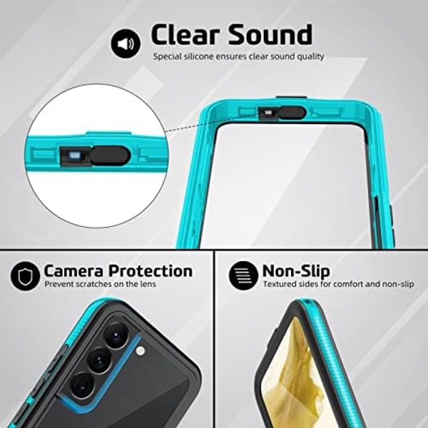 WIFORT Samsung Galaxy Note 20 Ultra Vattentätt case Inbyggt cover Vattentåligt hölje Skyddande fallskydd Hårt, Shockpr S22 Teal