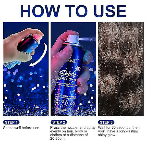 60ml Shiny Glitter Spray Glitter Spray För Hår Kroppskläder Snabbtorkande För Nattklubbsfestscen null none