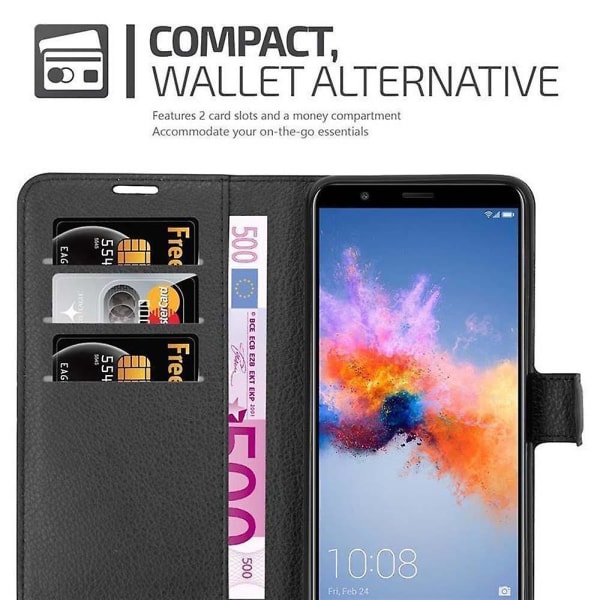 Honor 7X Sleeve Cover Case Case - med kortplatser och stativfunktion PHANTOM BLACK 7X