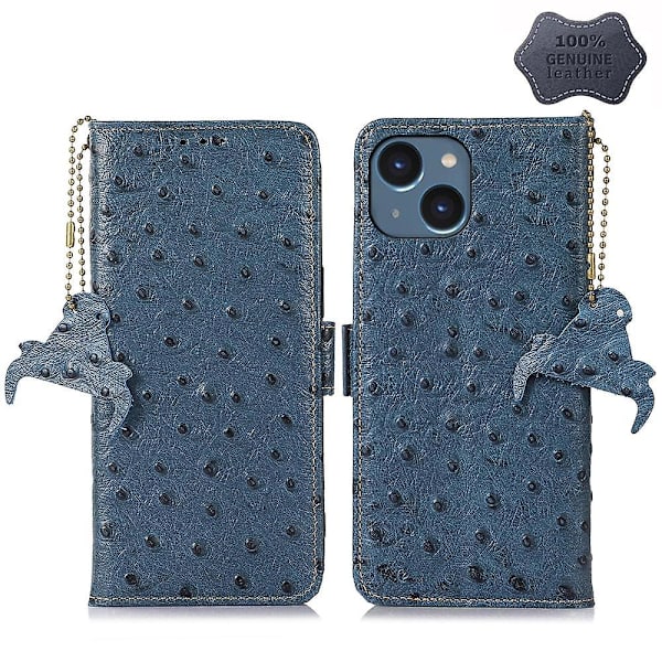 Strutsmönster RFID phone case för iPhone 15 Blue