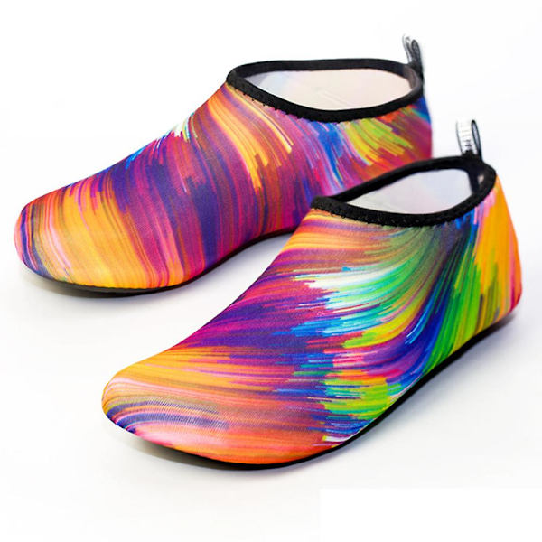 Unisex vattenskor Simning Dykstrumpor Sommar Aqua Beach Sandal Platt Sko Seaside Halkfri Sneaker Strumpor Toffel För män Kvinnor C 38-40 XL Rainbow Lines
