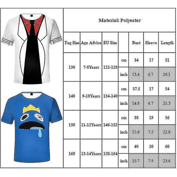 7-14 år Barn Roblox Rainbow Friends Kortärmade T-shirt Toppar B 7-8 Years