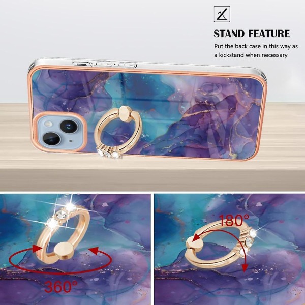 Marble IMD TPU- case för iPhone 15 Plus Purple