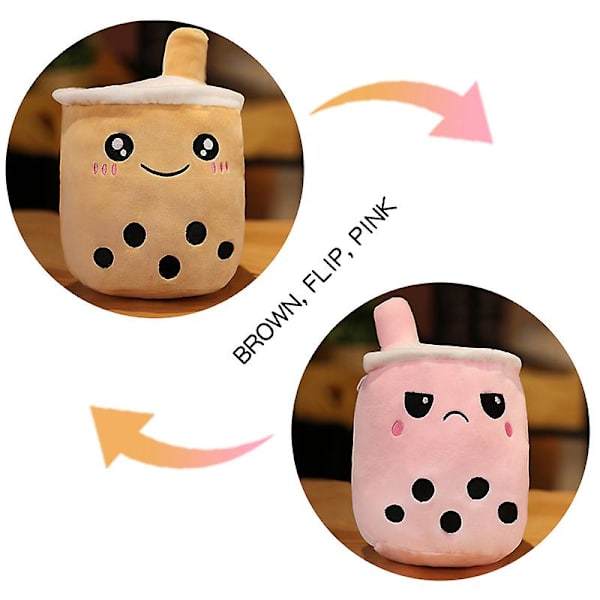 Söt Boba Mjölkte Plyschleksak Mjuk fylld äpple Rosa Jordgubbssmak Mjölkte Kram Kudde Bollar Bubo Tekopp Kudde Z brown to pink about 47-50cm