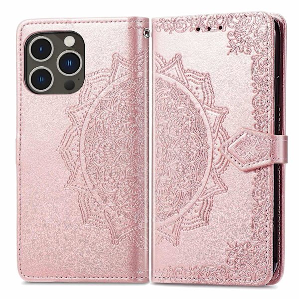 Mandala FlowerLeather phone case för iPhone 15 Pro Multicolor