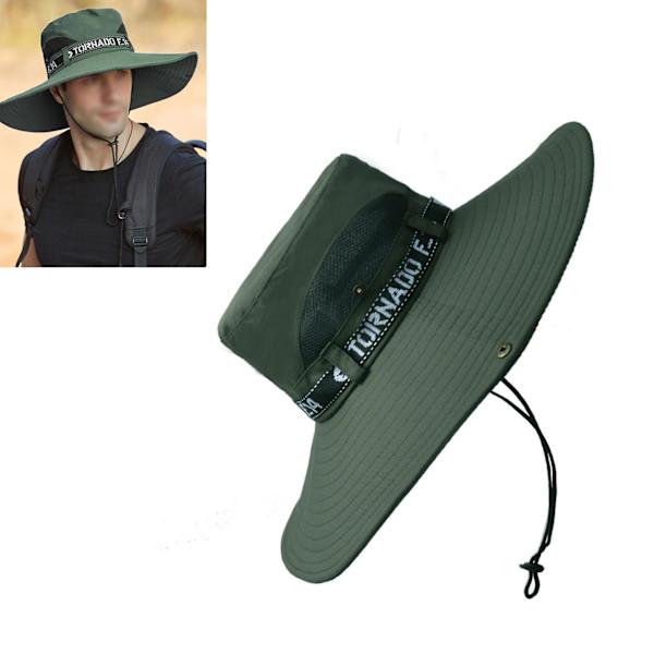 Fiskehatt Andas bomull Polyester Stor brättad solhatt för män Sommar bergsklättring OD Green