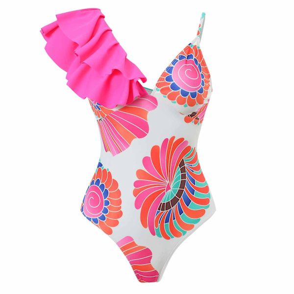 Baddräkt Dam Baddräkt i ett stycke Dam Badkläder Baddräkt i ett stycke Bikini Snörning Baddräkt Lång kjol Chiffong Tvådelat set Swimsui Pink XL