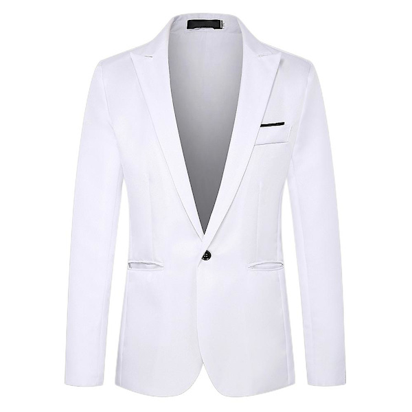 Formell kavajjacka för affärskostym med en knapp för män White 2XL