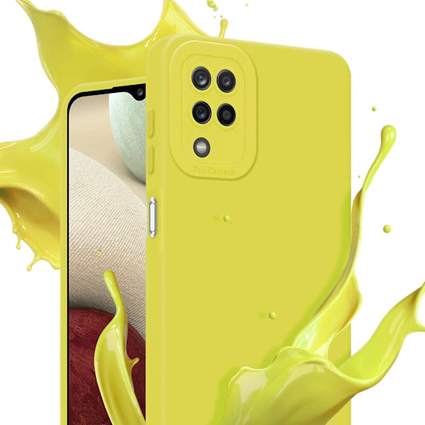 Samsung Galaxy A12 / M12 Hülle Handy Cover TPU- case - Matt med kameraskydd FLUID YELLOW Galaxy A12 / M12