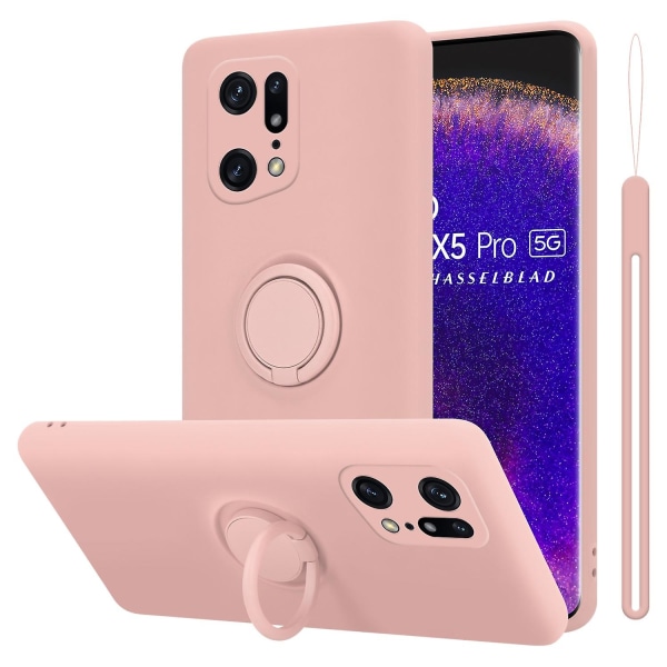 Oppo FIND X5 PRO Hülle Handy Cover TPU- case - flytande design med ring LIQUID PINK FIND X5 PRO