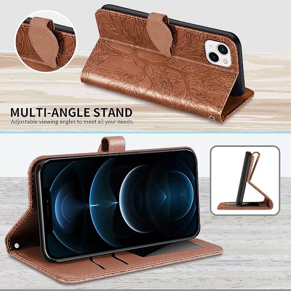 Case med reliefmönster för iPhone 15 Plus Brown