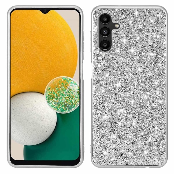 För Samsung Galaxy A34 5G Glitter phone case TPU ram hård dator baksida galvanisering cover Silver