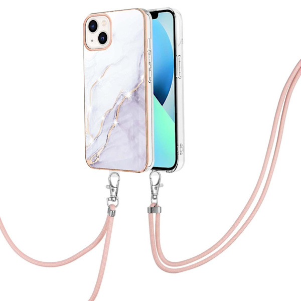 Galvaniserad marmor TPU- case för iPhone 15 White