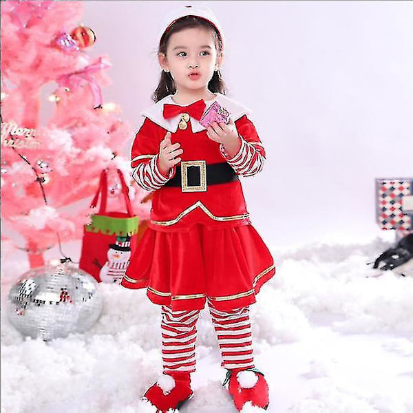 Deluxe jultomte kostym, jul barn jultomten barn halloween kostym 100cm Boy