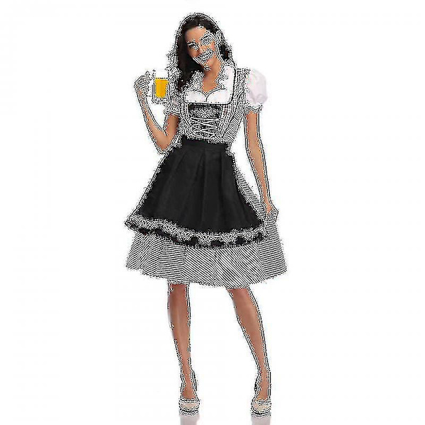 Högkvalitativ traditionell tysk pläd Dirndl-klänning Oktoberfest kostymoutfit för vuxna kvinnor Halloween Cosplay Fancy Party XL Style4