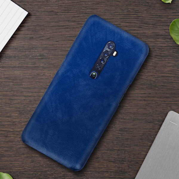 Oppo Reno 2 Case Skyddsbeständig Fine konstläder Vintage Blue