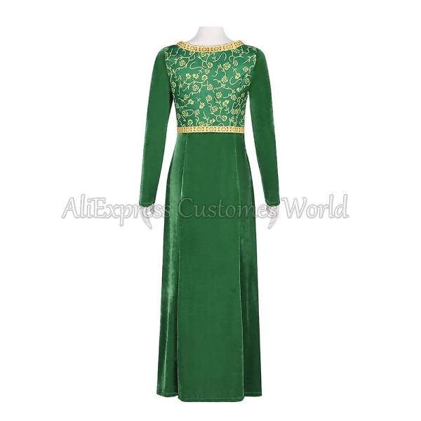 2024 cos Anime Princess Green Dress Fiona Dress Shrek Cosplay kostym Halloween Fancy Fantasy Party Kostym Rollspel för vuxen kvinna Only Wigs XXL Cosplay