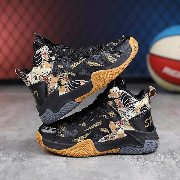 Barn Sneakers Pojkar Basketskor Halkfria Barn Sportskor 3B017 Black 31