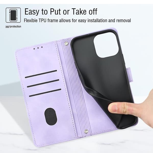 Hudkänsla PU- case för iPhone 15 Light purple