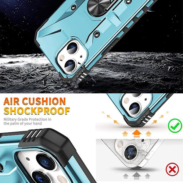För iPhone 15 Plus Ring Hållare Phone case Light blue
