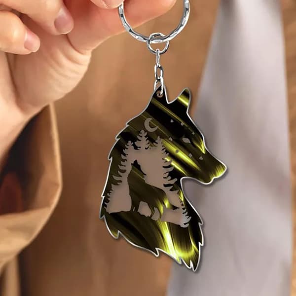 Wolf Key Chain, Plateau Wolf Decoration, Wolf Key Chain Gift Golden