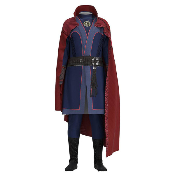 Läkare Strange Cosplay Kostym Män Vuxna Jumpsuit Med Cape Party Fancy Dress Up Performance Outfit 180