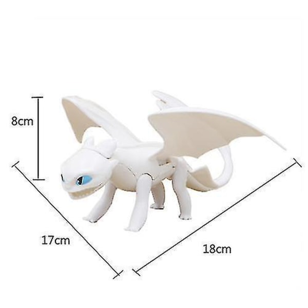 Train Dragon 3 Dold Värld Tandlös Nattdocka Pvc Svart Vit Drake Actionfigur Modell Leksak Pojkar Leksak Present White