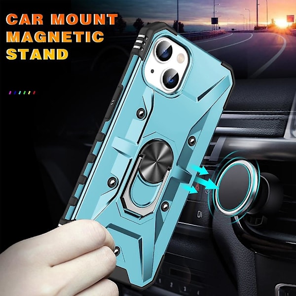 För iPhone 15 Plus Ring Hållare Phone case Light blue