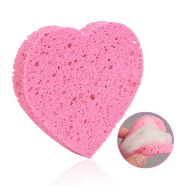 Fashion Wood Massa Cellulosa svamp Face Puff Remover Cleansing Pink