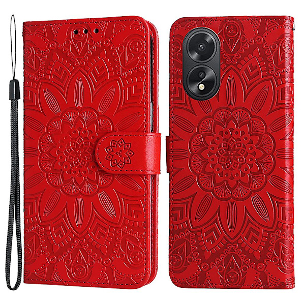För Oppo A38 4g Case Plånbok Slim-fit PU läder magnetiskt cover Red