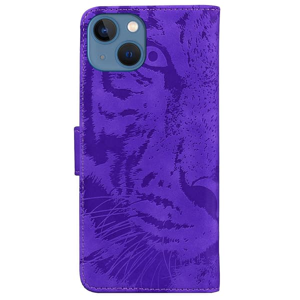 Tiger-präglat case för iPhone 15 Purple