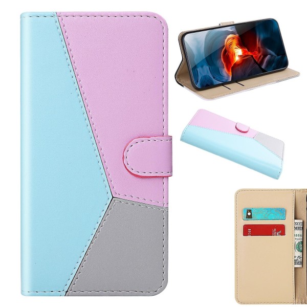 Trefärgat PU- case för iPhone 15 Blue