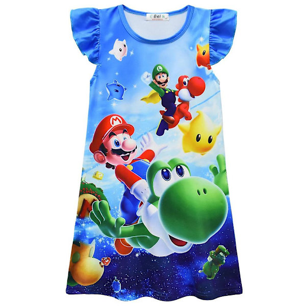 5-9 år Barn Flickor Super Mario Printed Nattlinne Sommarklänning Pyjamas Presenter E 5-6 Years