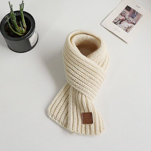 Småbarn Barn Halsduk Pojkar Flickor Vinterstickade Varma Halsdukar Hals Warmer_mi beige