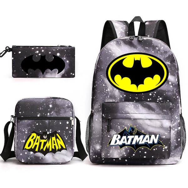 Batman Wayne skolväska studentryggsäck tredelad set C
