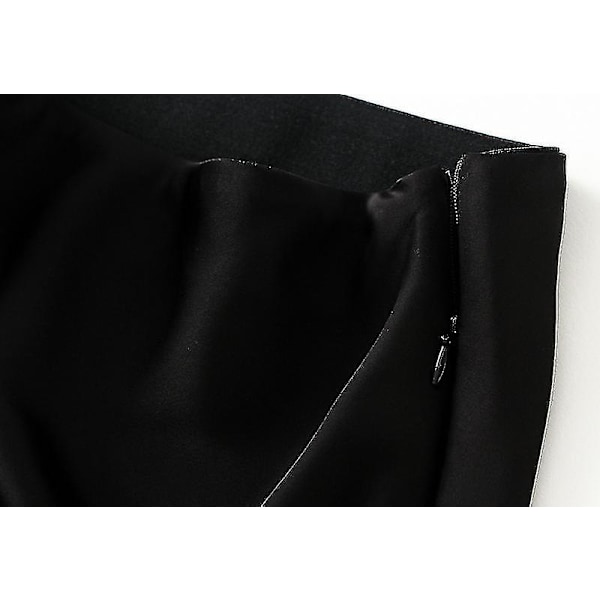 Satin Midikjol Hög Midja Långa Kjolar För Kvinnor SSBgv Black XL