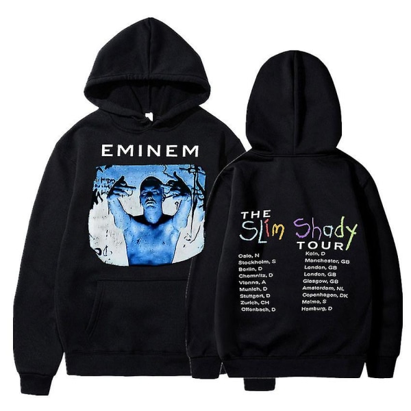 Eminem Anger Management Tour 2002 Hoodie Vintage Harajuku Funny Rick Sweatshirts Långärmade Herr Dam Pullover Mode Black8 2XL