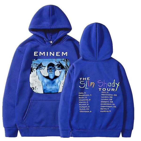 Eminem Anger Management Tour 2002 Hoodie Vintage Harajuku Funny Rick Sweatshirts Långärmade Herr Dam Pullover Mode Blue17 XL