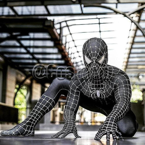 Tobey Maguire Spiderman Kostym Svart/röd Raimi Spider Man Cosplay Superhjälte Zentai Kostym Halloween Kostymer För Vuxna/barn 110 black