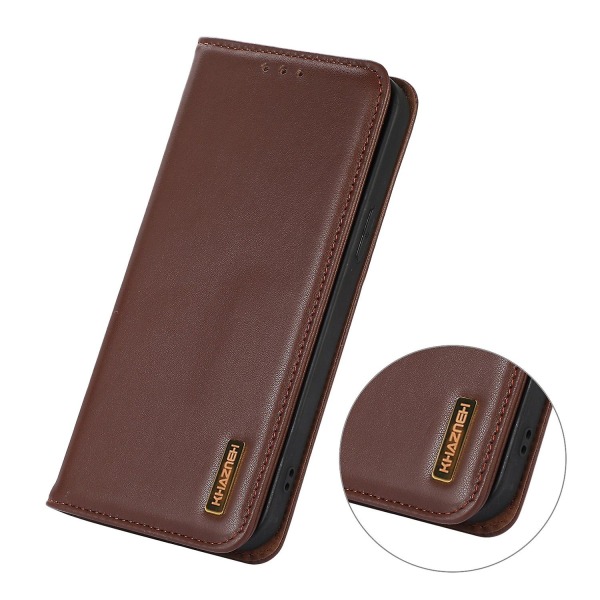 Rfid-blockerande phone case för Asus Zenfone 10 5g/zenfone 9 5g, Cover i äkta koläder Brown