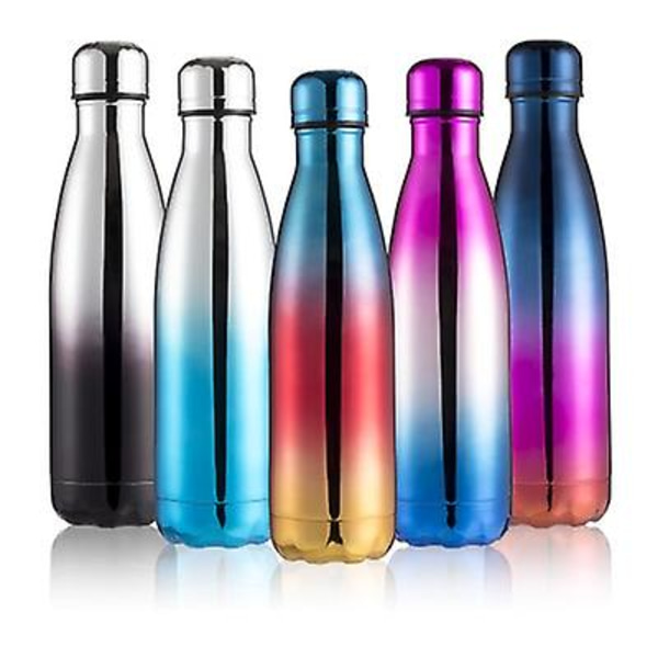 Thermal kopp vakuumflaska Värmevattenflaska Bärbar sportvattenkokare i rostfritt stål, kapacitet 500 ml Black none