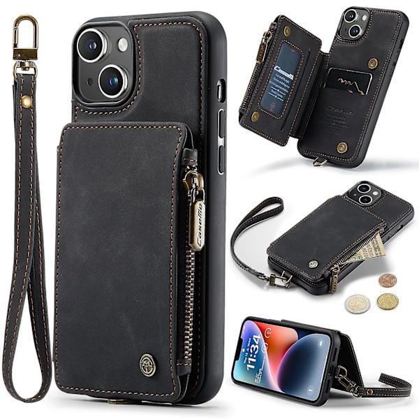 Multifunktionellt RFID- case för iPhone 15 Plus Black