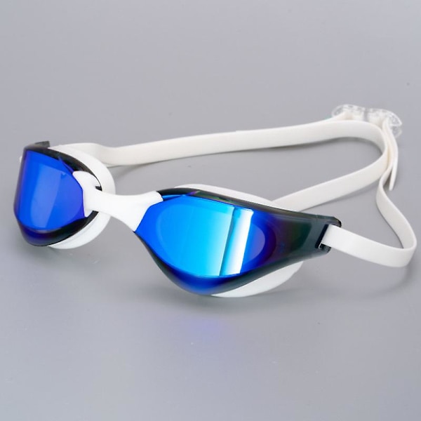 Badglasögon för vuxna Vattentät, dimsäkra Professionell Racing Dykglasögon Män Kvinnor Cool Silverpläterad Simutrustning Partihandel White Blue