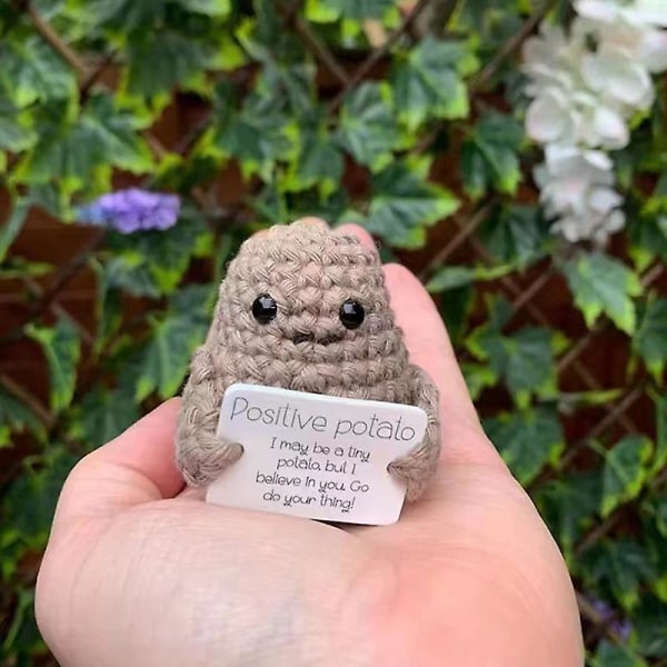 Rolig positiv potatis söt ull stickning docka med positiva kort potatis docka 7CM B