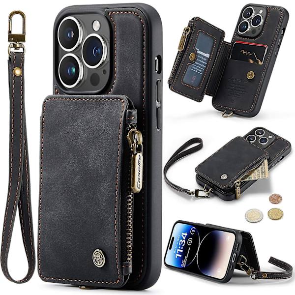 Multifunktionellt RFID- case för iPhone 15 Pro Black