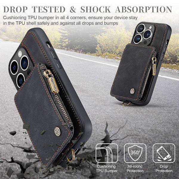 Multifunktionellt RFID- case för iPhone 15 Pro Black
